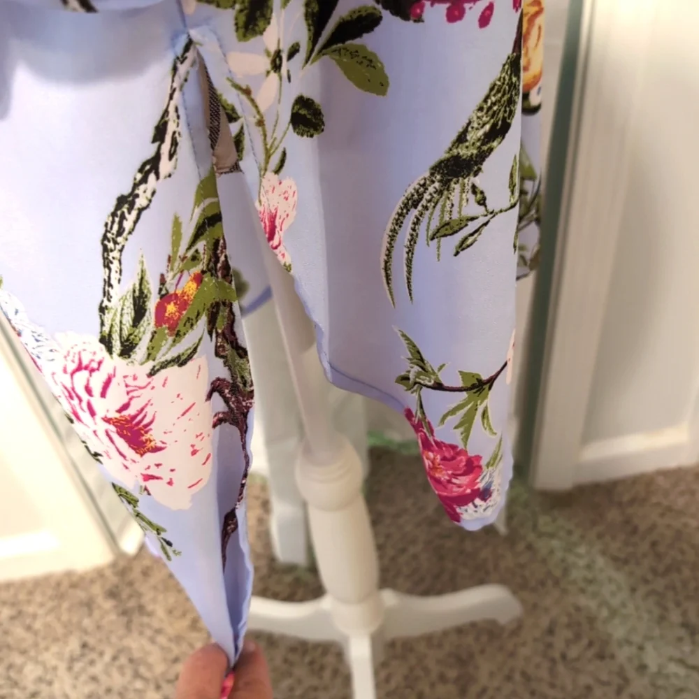 Figueroa & Flower Women's Tunic M Purple Floral 3/4 Sleeves Boho Cottage Whimsy - Picture 6 of 11